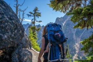 woman hiking in valley