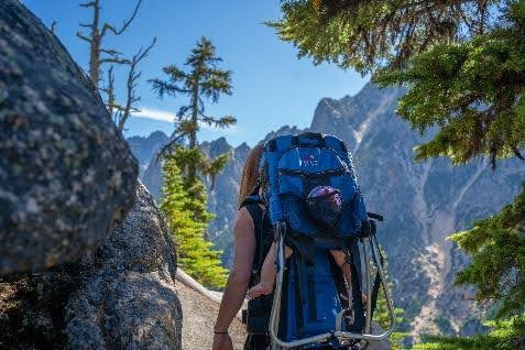 woman hiking in valley